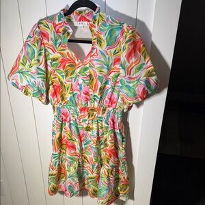 Tropical Leaf Print Dress